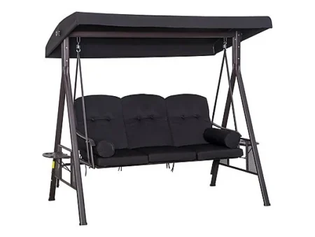 Columpio para Jardín - OUTSUNNY 84A-069BK, 116,00 cm x 206,00 cm x 183,00 cm, Metal, Poliéster, Negro