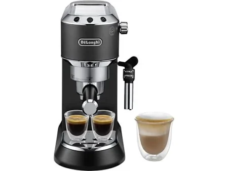 Cafetera express - De'Longhi Dedica EC685.BK, 1300 W, 15 bar, Thermoblock, Espresso manual, Función 2 tazas, Negro