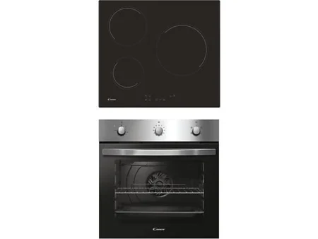 Pack Horno + Placa - Candy PCI27XCH63CC4U2, Horno Multifunción, 65 l, Inox, Vitrocerámica, 3 Zonas, Negro