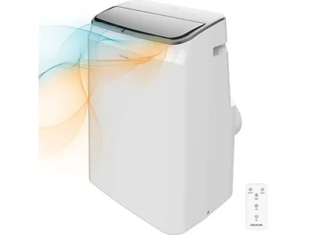 Aire acondicionado portátil - Cecotec ForceClima 14600 Soundless Heating, 14000 BTUh, 28 m², Bomba de calor, 5 modos, 3 velocidades, Mando, Blanco