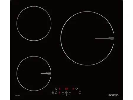 Placa inducción - Infiniton IND3N61G28, 3 Zonas, Zona grande 28 cm, 59 cm, Modo Boost, Negro