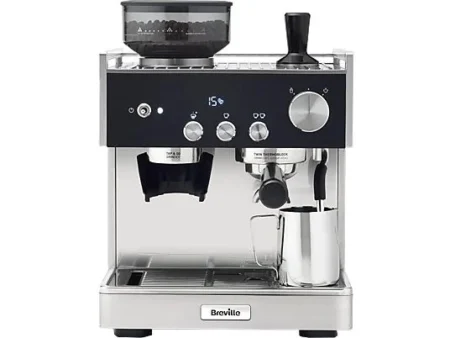Cafetera express - Breville Barista Signature, 15 bar, 2 Tazas, 1600W, Café en grano, InoxNegro