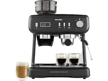 Cafetera express - Breville Barista Max+ VCF152X, 1600 W, 15 bar, Hasta 3 tazas, Molinillo Tap&Go, Negro