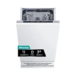 Lavavajillas integrable - Hisense HV543D10, 11 servicios, 7 programas, 44.8 cm, Tercera bandeja, Inverter, Sin Panelar