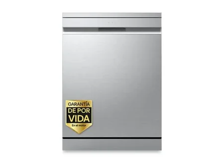 Lavavajillas - LG DF375HVS, 14 servicios, 10 programas, 60 cm, LED táctil, Tercera bandeja, TrueSteam™, QuadWash™, Inox antihuellas