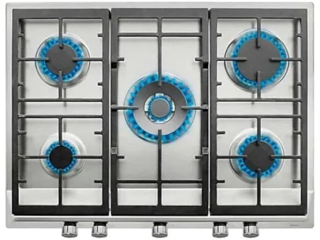 Placa de gas - Teka EX 70.1 5G AI AL DR CI, 5 zonas, Gas butano y natural, 68 cm, Acero inoxidable