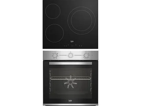 Pack Horno + Placa - Beko BBSE12120XD, Horno Multifunción, 72 l, Placa vitrocerámica, 3 zonas, 59 cm, Inox