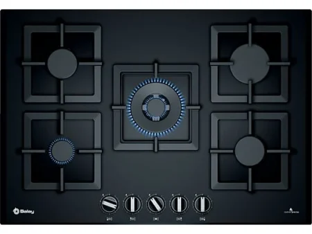 Placa de gas - Balay 3ETG676HB, 5 zonas, Propanebutane, 752 mm, Negro