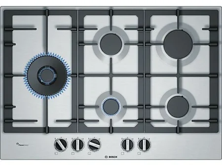 Placa de gas - BOSCH PCS7A5B90, 5 zonas, NG + LPG (PropaneButane), 750 mm, Inox