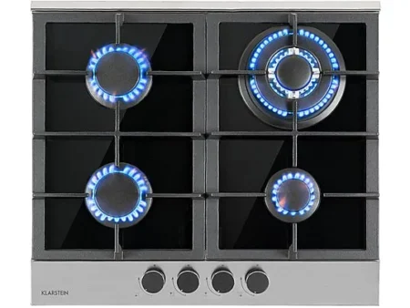 Placa de gas - KLARSTEIN Alchemist, 4 zonas, 58,3 cm, Plata