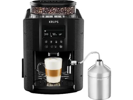 Cafetera express - KRUPS EA8160, 15 bar, 1,45 kW, 30 tazas, Negro