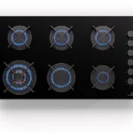 Placa de gas - KLARSTEIN Goldflame, 6 zonas, 90 cm, Negro