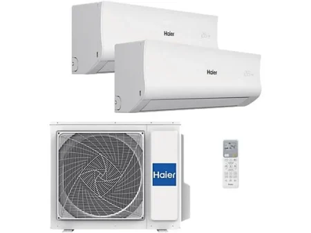Aire acondicionado Split 2 x 1 - HAIER Tide-R, 2752 fgh, Función Inverter, Blanco