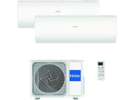 Aire acondicionado Split 2 x 1 - HAIER Perla Premium, 3095 fgh, Función Inverter, Blanco