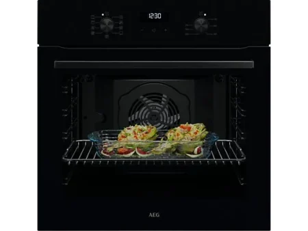 Horno multifunción - AEG Serie 5000 V5ABU20SK, Display LED, de 72 litros, 7 funciones, limpieza fácil, Integrable, Hidrolítica, 72 l, 596 mm, Negro