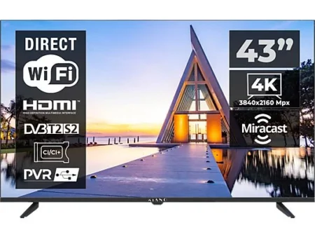 TV LED 43 - KIANO Elegance TV 43, UHD 4K, Cortex A53 Quad-Core, 64-bit, Smart TV, DVB-T2 (H.265), Negro