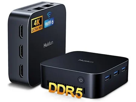 Mini PC - HUIDUN H20-N95, Intel Alder Lake N95(Hasta 3.4GHz), 16 GB RAM, 512 GB SSD, UHD Graphics, Windows 11 Pro, Negro