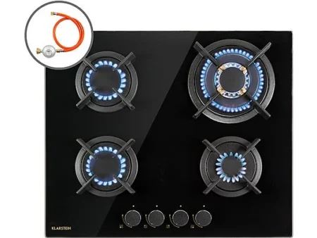 Placa de gas - KLARSTEIN Goldflame 4, 4 zonas, 60 cm, Negro