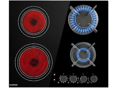 Placa de gas - KLARSTEIN MultiChef, 4 zonas, 58,50 cm, Negro
