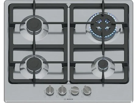 Placa de gas - BOSCH Serie 4 PGH6B5K90, 4 zone(s) zonas, 582 mm, Acero inoxidable