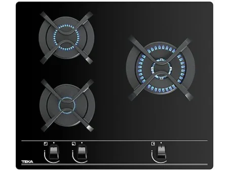 Placa de gas - TEKA GBC63010KBB, 3 zonas, 600 mm, Negro