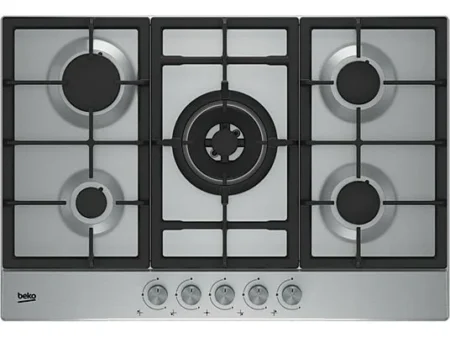 Placa de gas - BEKO 225543, 5 zonas, LPG (PropaneButane), 750 mm, Acero inoxidable