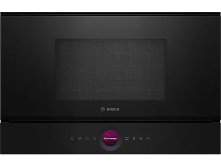 Microondas integrable - Bosch BFL7221B1, Serie 8, 900 W, 5 niveles, Asistente de limpieza con agua, Función Microondas Boost, 21 l, Negro