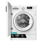 Lavadora secadora integrable - Hisense WD3M841BWIES , 8 kg /6 kg, 19 programas, Lavado Secado 1h, Inverter, Sin Panelar