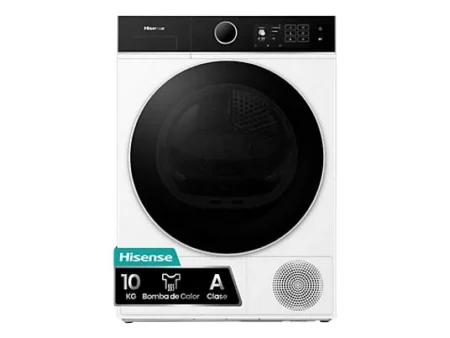 Secadora bomba de calor - Hisense DH5I104BWAB, 10 Kg, 18 programas, iFit, WiFI, Estante flexible, Blanco
