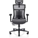 Silla Gaming - VALK NOMA OFFICE Malla Transpirable, Silla MeshEscritorio , Reposacabezas, Asiento Deslizante, Oficina, reposabrazos 3D (ajustable en altura, anchura y profundidad), hasta 120 kg, Gris/Negro