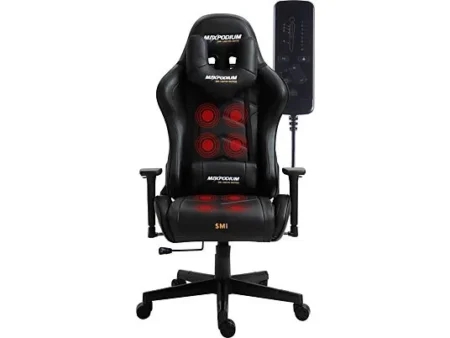 Silla gaming - MAXPODIUM Tactical SMI, reposabrazos 3D (ajustable en altura, anchura y profundidad), hasta 150 kg, Negra