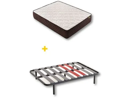 Pack Colchón + Somier - DESCANSIN visco-soft gel + Somier Anti-ruido, 180 cm x 200 cm, Espumación alta densidad, Blanco