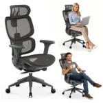 Silla de oficina - SENSE7 Nobu black dark grey, hasta 130 kg, Gris