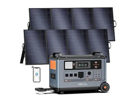 Estación de energía - OSCAL PowerMax 6000 con 2 Panel Solar de 400W, 3600Wh, Negro