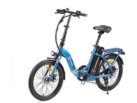 Bicicleta urbana - Youin Amsterdam, 250 W, 25 km/h, 45 km, Plegable, Azul y negro